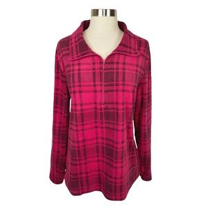 Natural Reflections Plaid Fleece Quarter Zip Pullover - Size Large